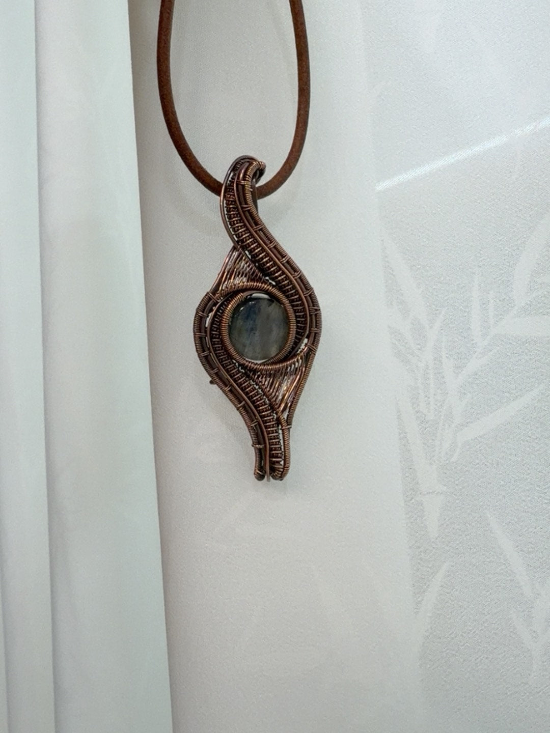 Labradorite Pendant with Copper Wire Wrap