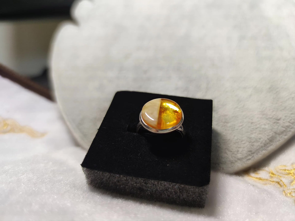 Natural Amber Beeswax Two-Tone Ring