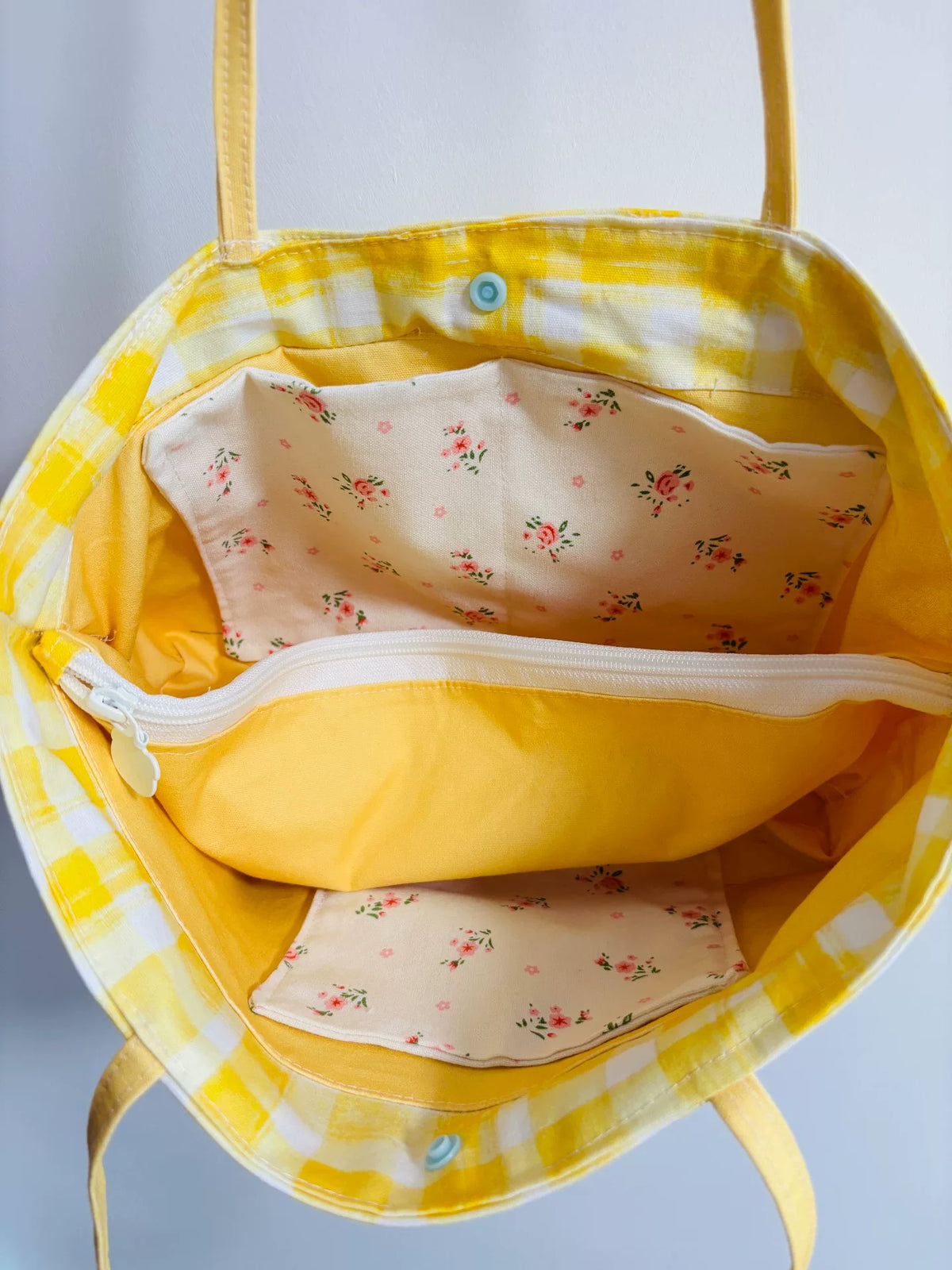 Yellow Checkered Canvas Shoulder Bag