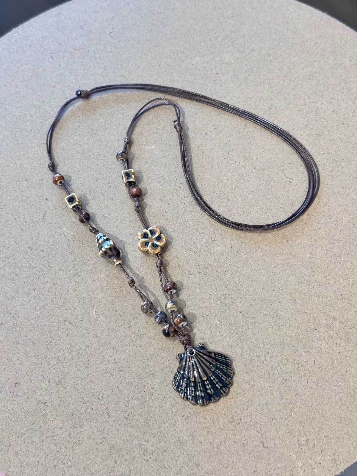 Handmade Ceramic Shell Pendant Necklace