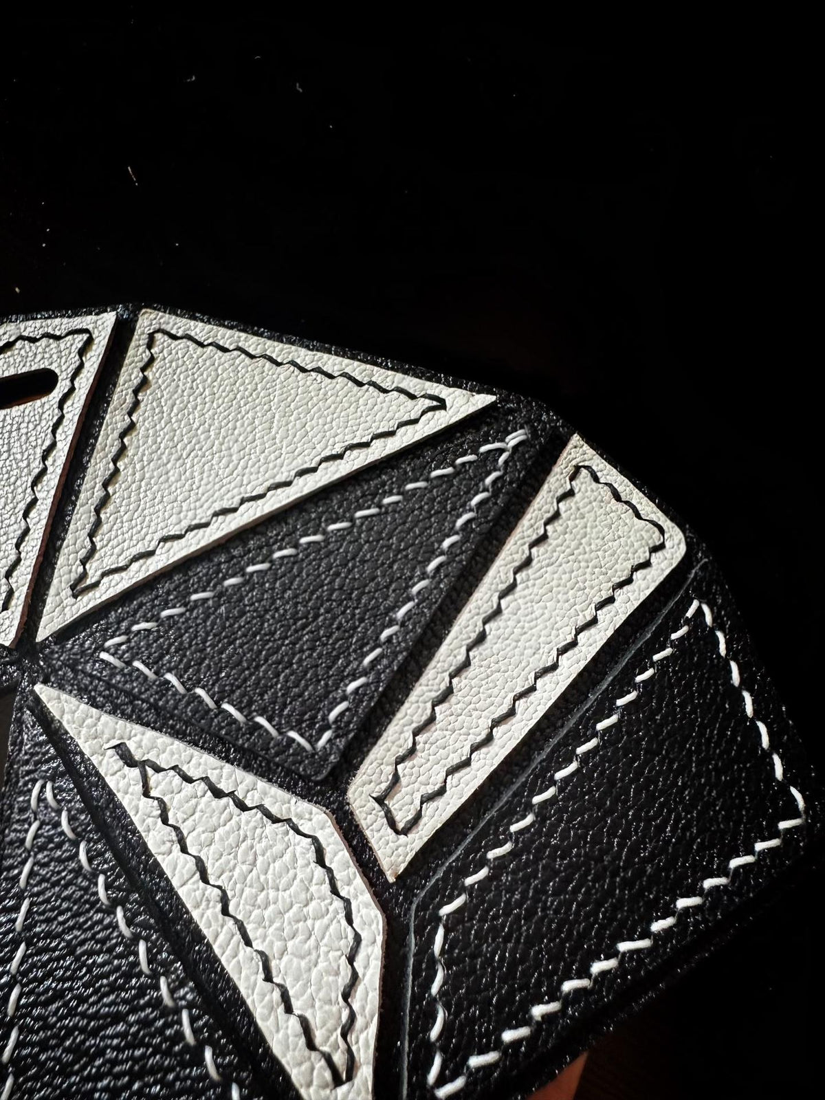 Geometric Panda Pendant French Lambskin Leather