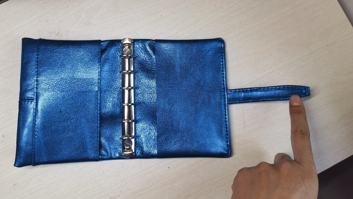 A7 Sheepskin Leather Binder Electric Blue
