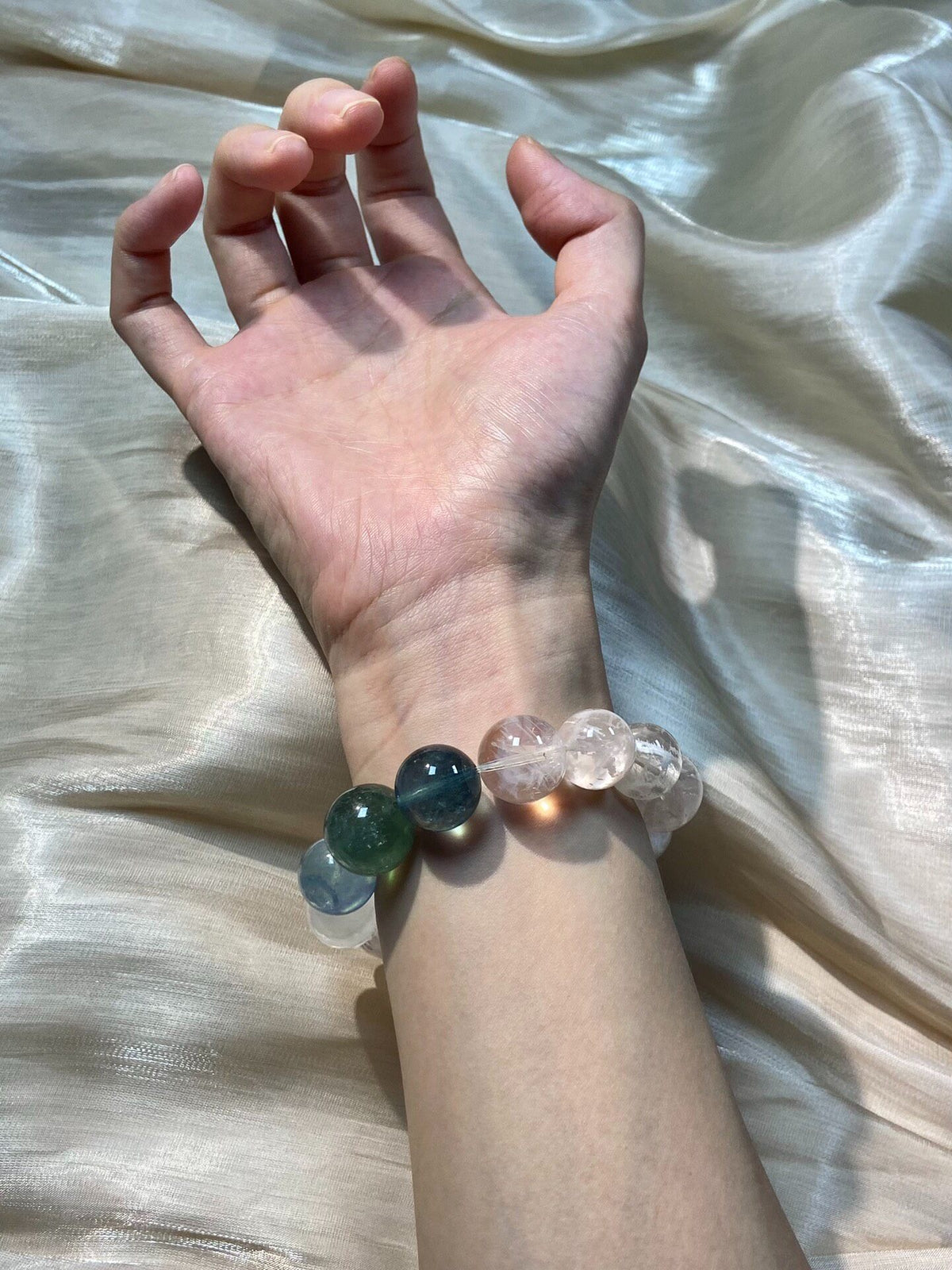 Crystal Beaded Bracelet with Snowflake Phantom