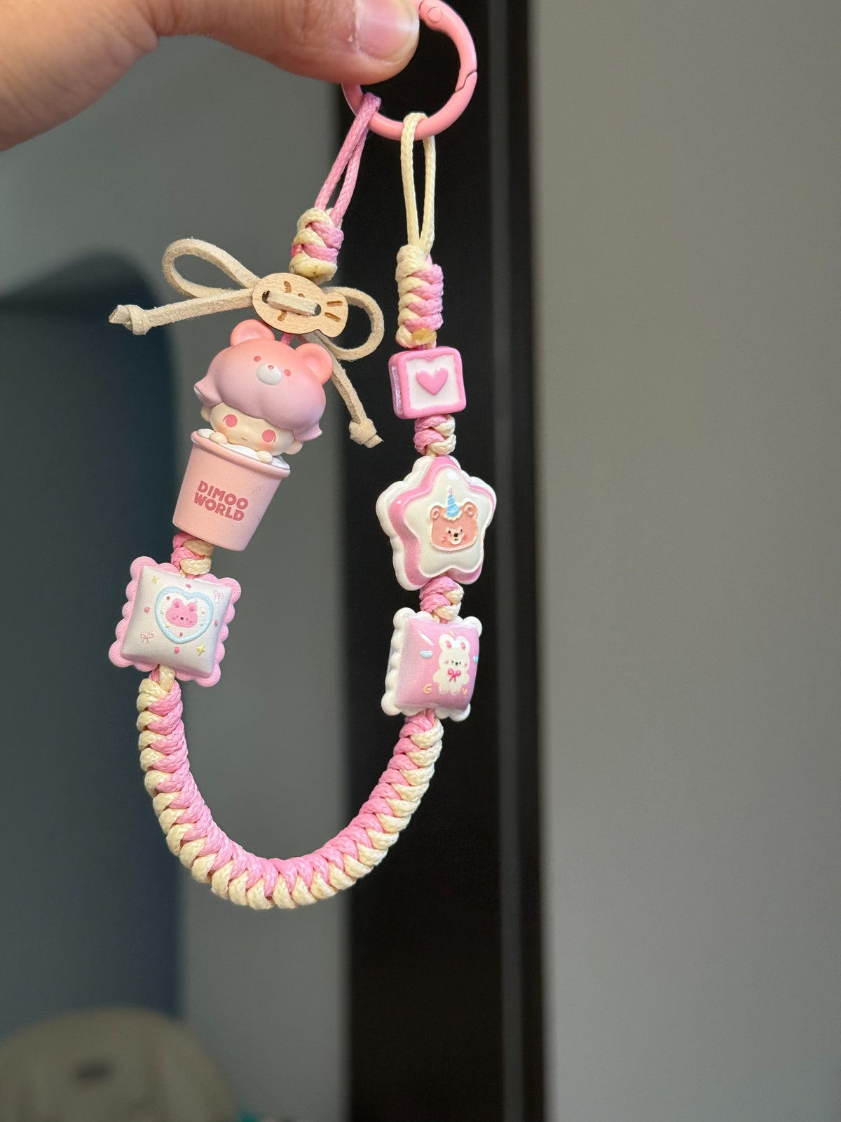 DIMOO Strawberry Milkshake Braided Phone Strap Charm