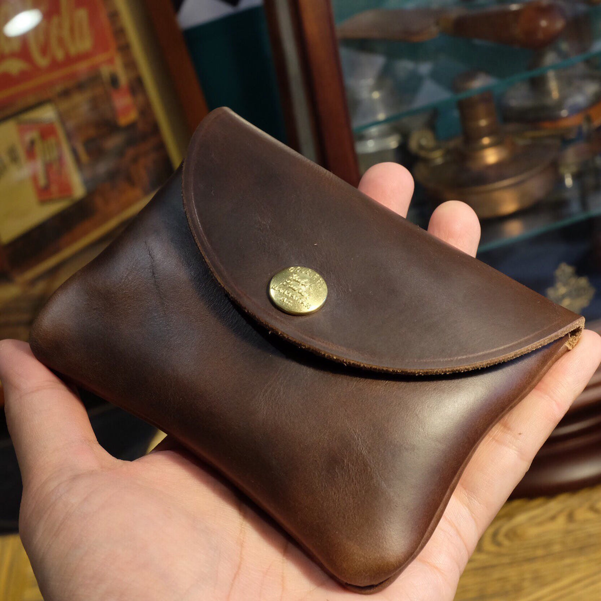 Leather Pouch with Brass Snap