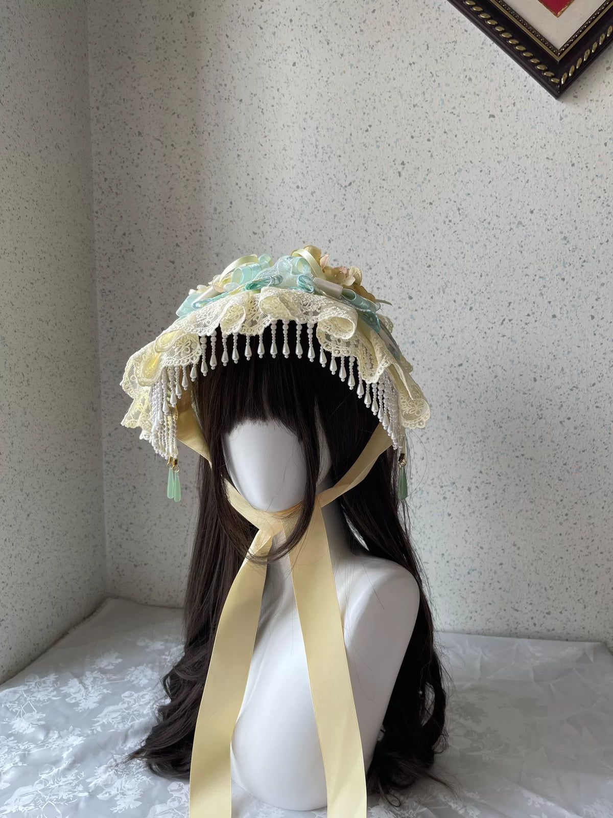 Handgakte Lolita Lace Flat Bonnet Hoed