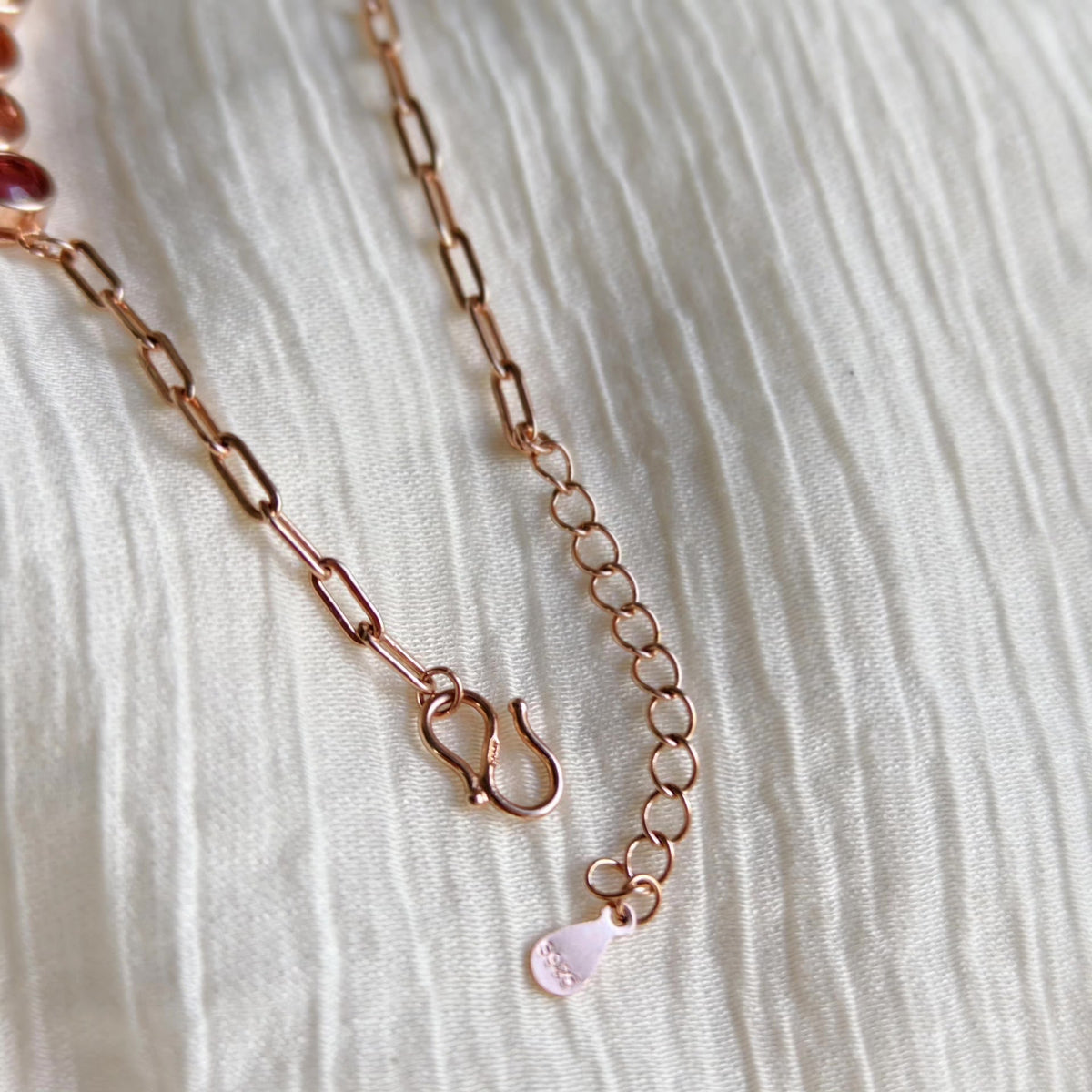 Multicolor Tourmaline Bracelet Rose Silver 19 cm