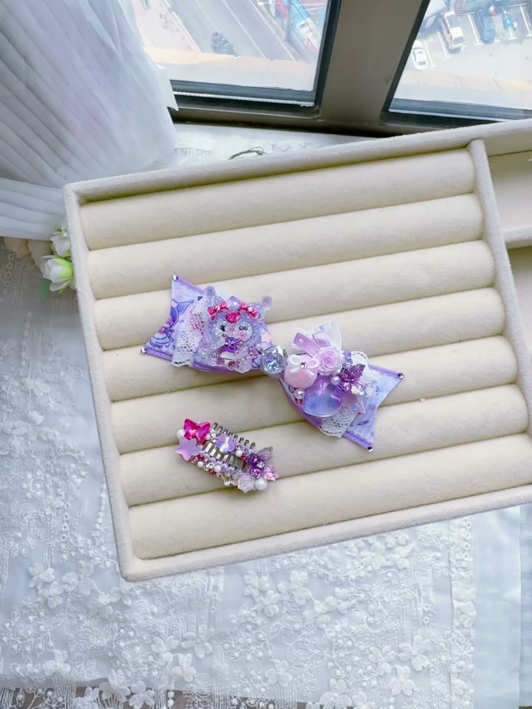 Purple Kuromi Pet Hair Bow Accessories