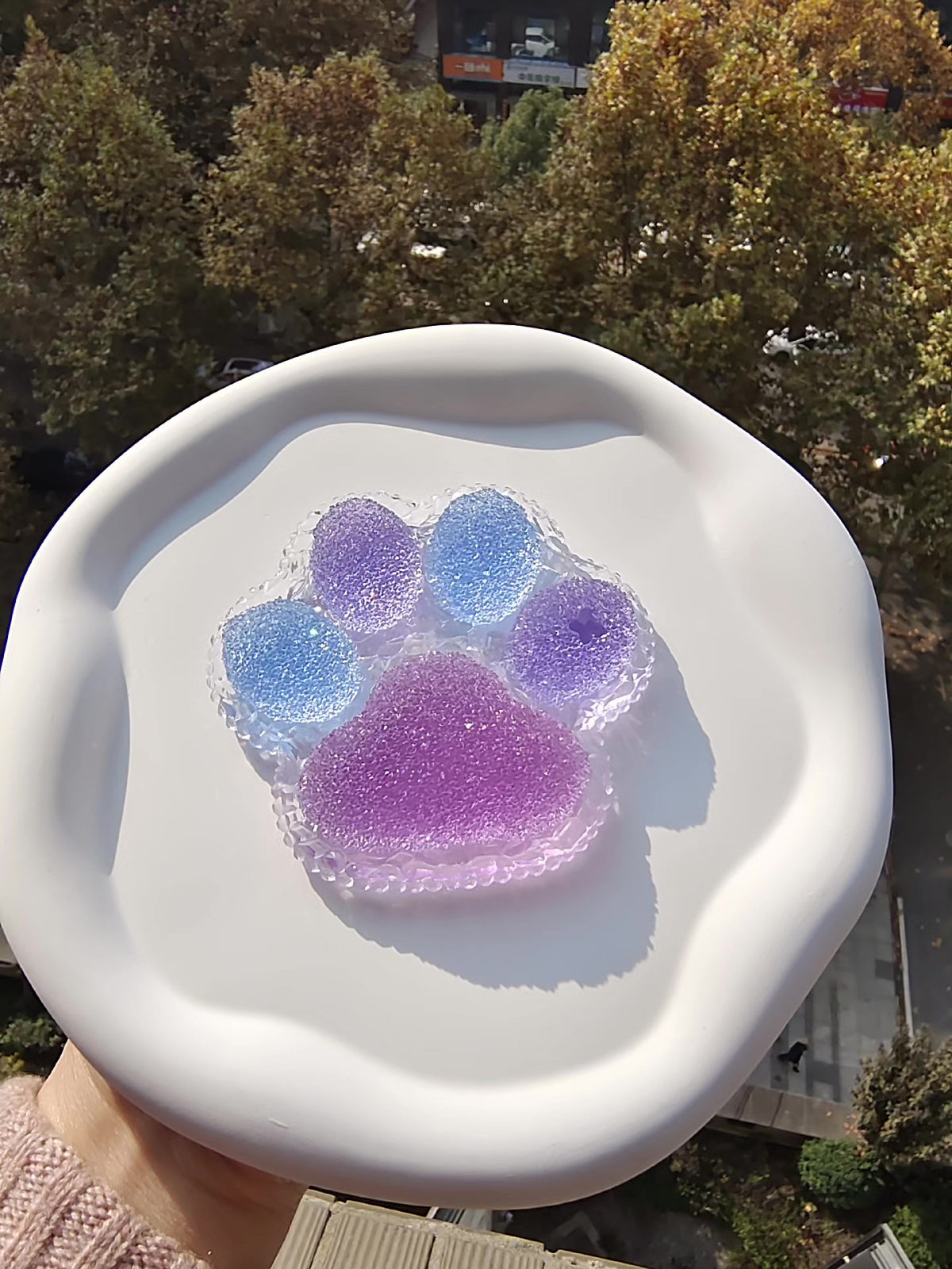 グラデーションレジン 猫の肉球 収納ボックス