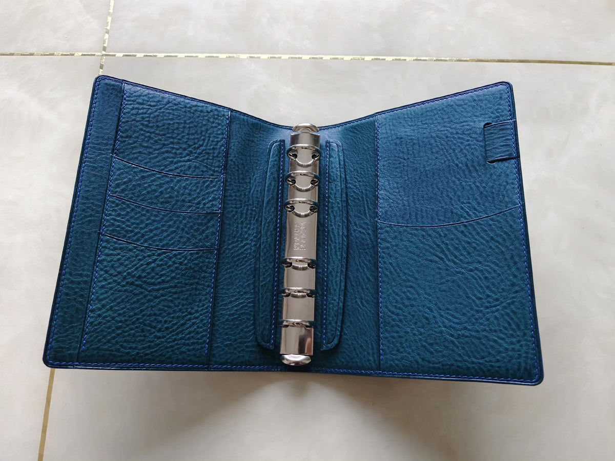 A6 Loose Leaf Notebook Cover Navy Horsehide