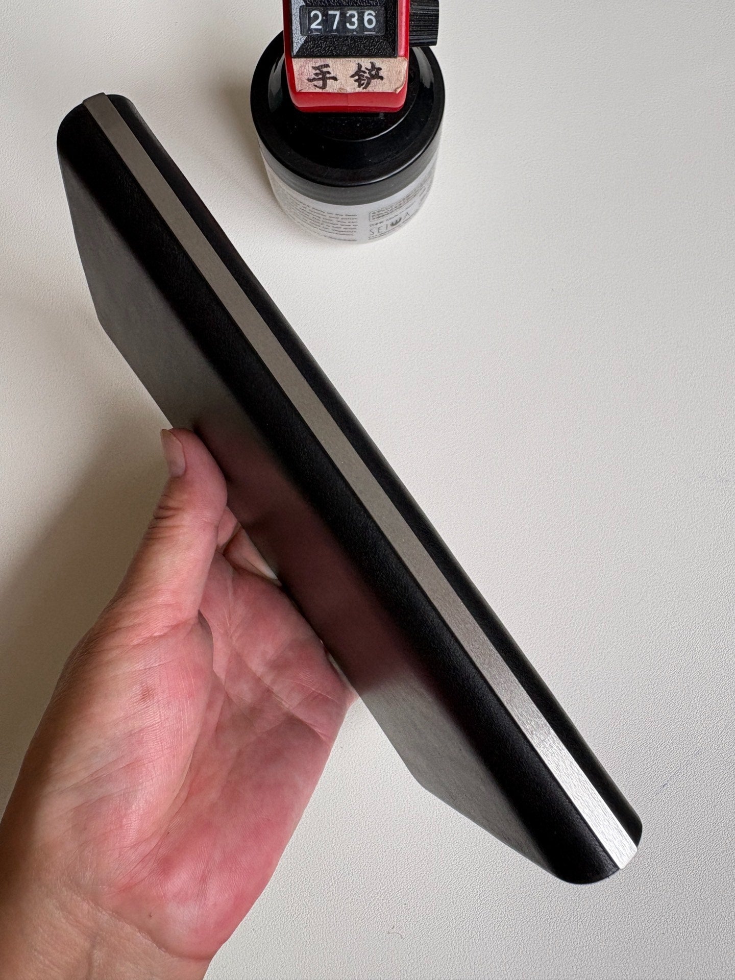 A6 Black Leather Ring Binder Notebook Cover with Silver Metal Rings