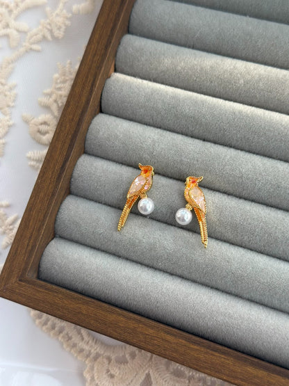 Nanday Conure Shell Inlay Earrings - Handmade 11x25.6mm