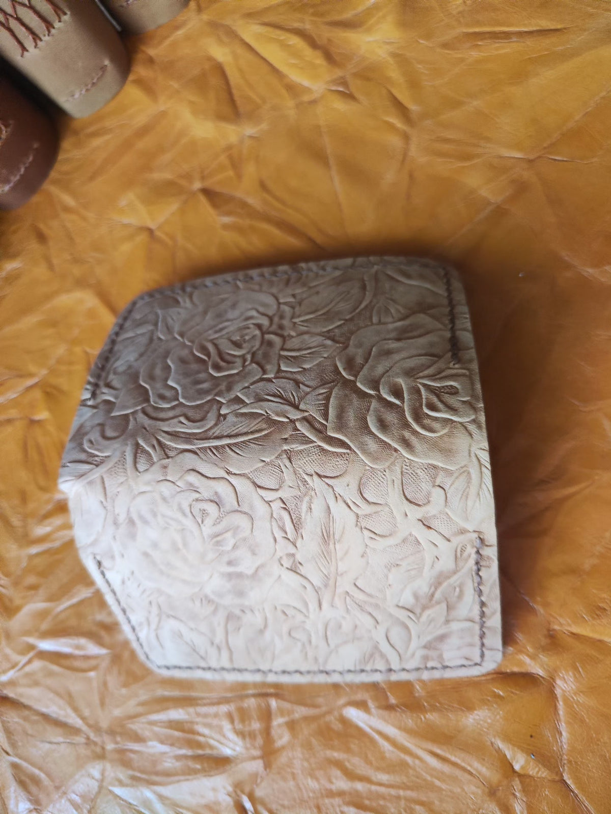Handcrafted Cowhide Leather Notebook with Embossed Roses