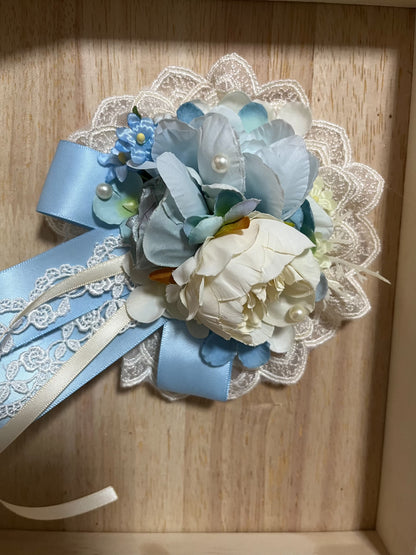 Handmade Lolita Blue Rose Floral Hair Brooch