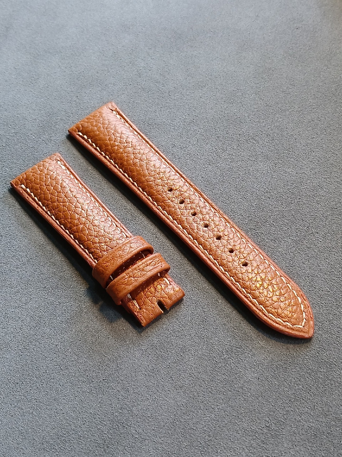 Golden Brown Pebbled Leather Watch Strap