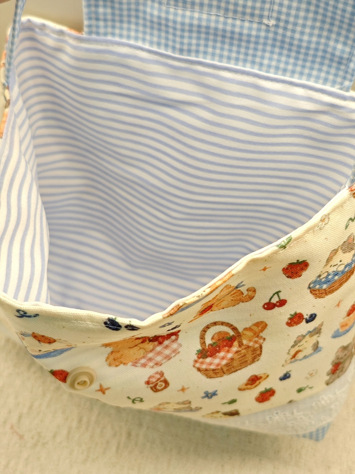 Cat Canvas Shoulder Bag Gingham Print