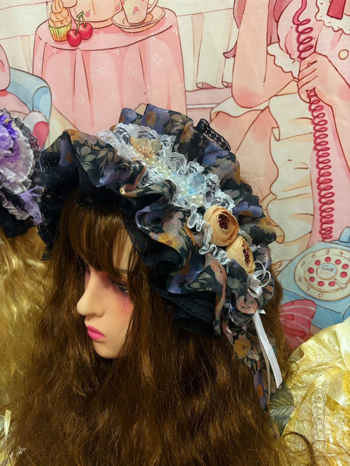 Diadema Gothic Lolita con lazo y encaje negro