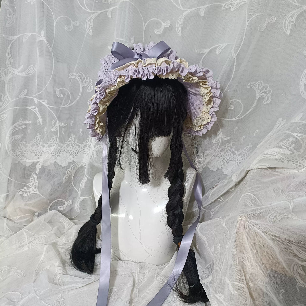 Gorro Tiara Lolita Roxo Claro de Dupla Função