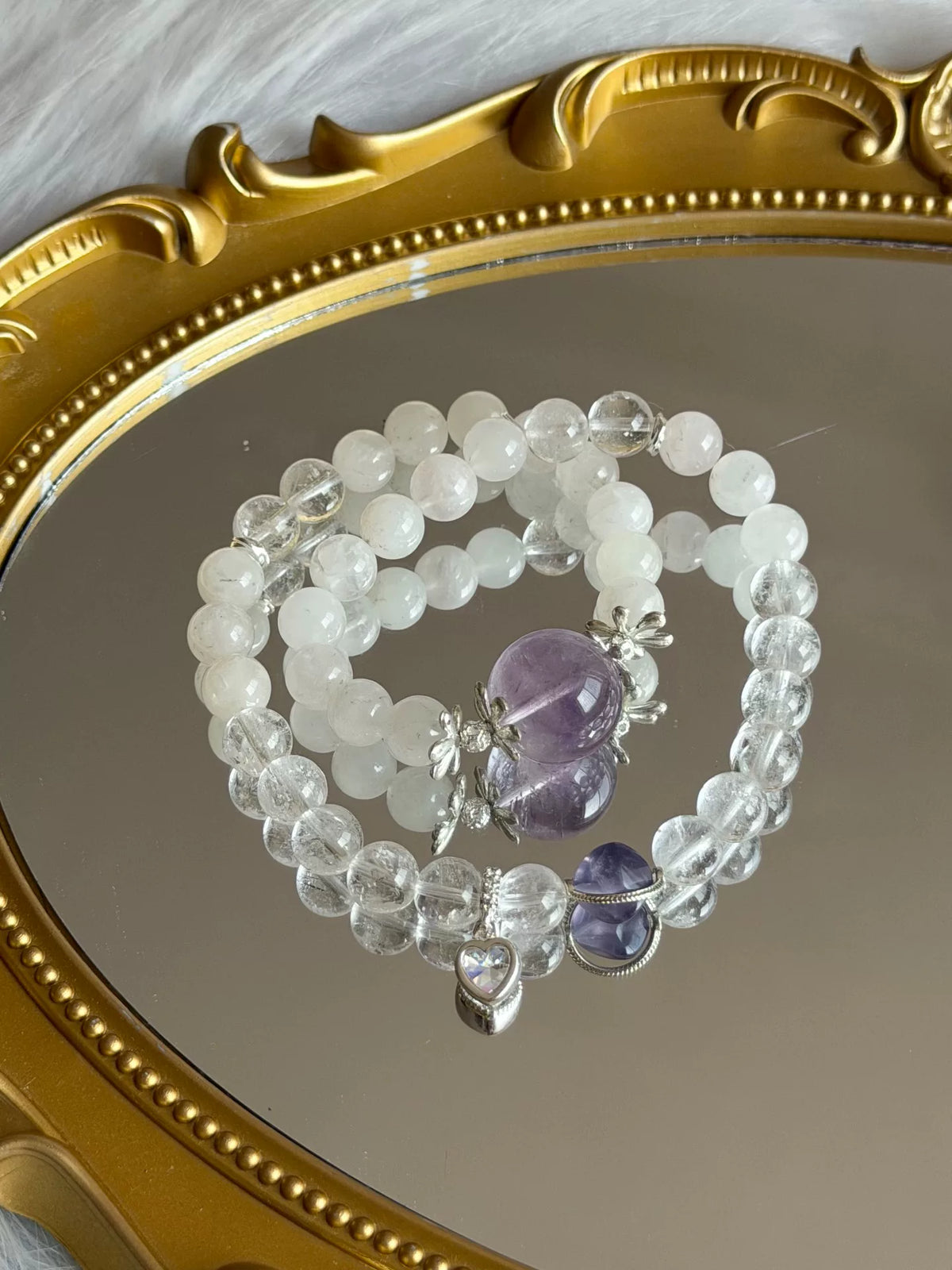 Natural Crystal Double Wrap Bracelet Amethyst