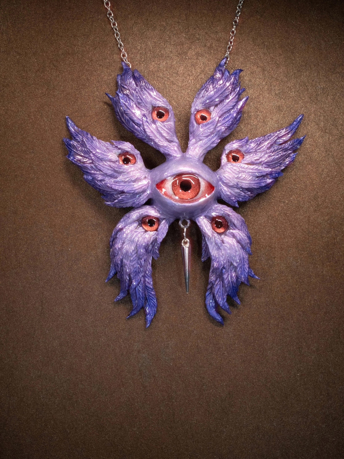 Multieyed Purple Resin Clay Necklace Brooch