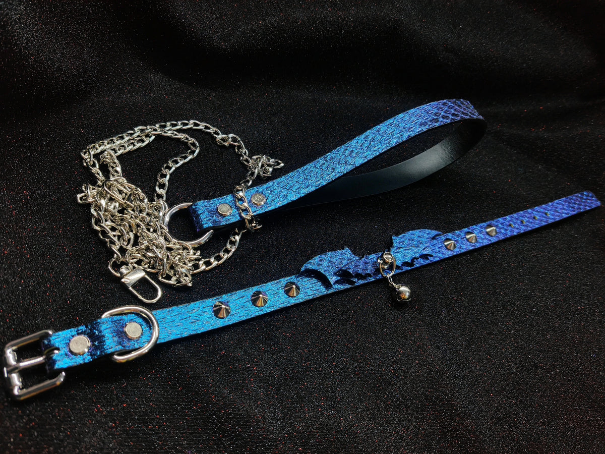 Blauw-violet Slangenprint Vleermvle Halsband voor Huisdier
