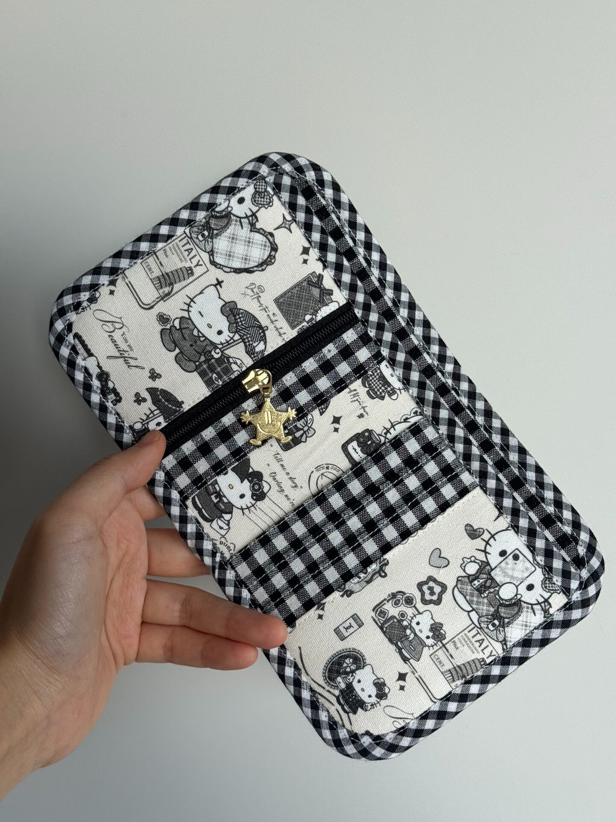 Handgemaakte Hello Kitty Canvas Bifold Portemonnee