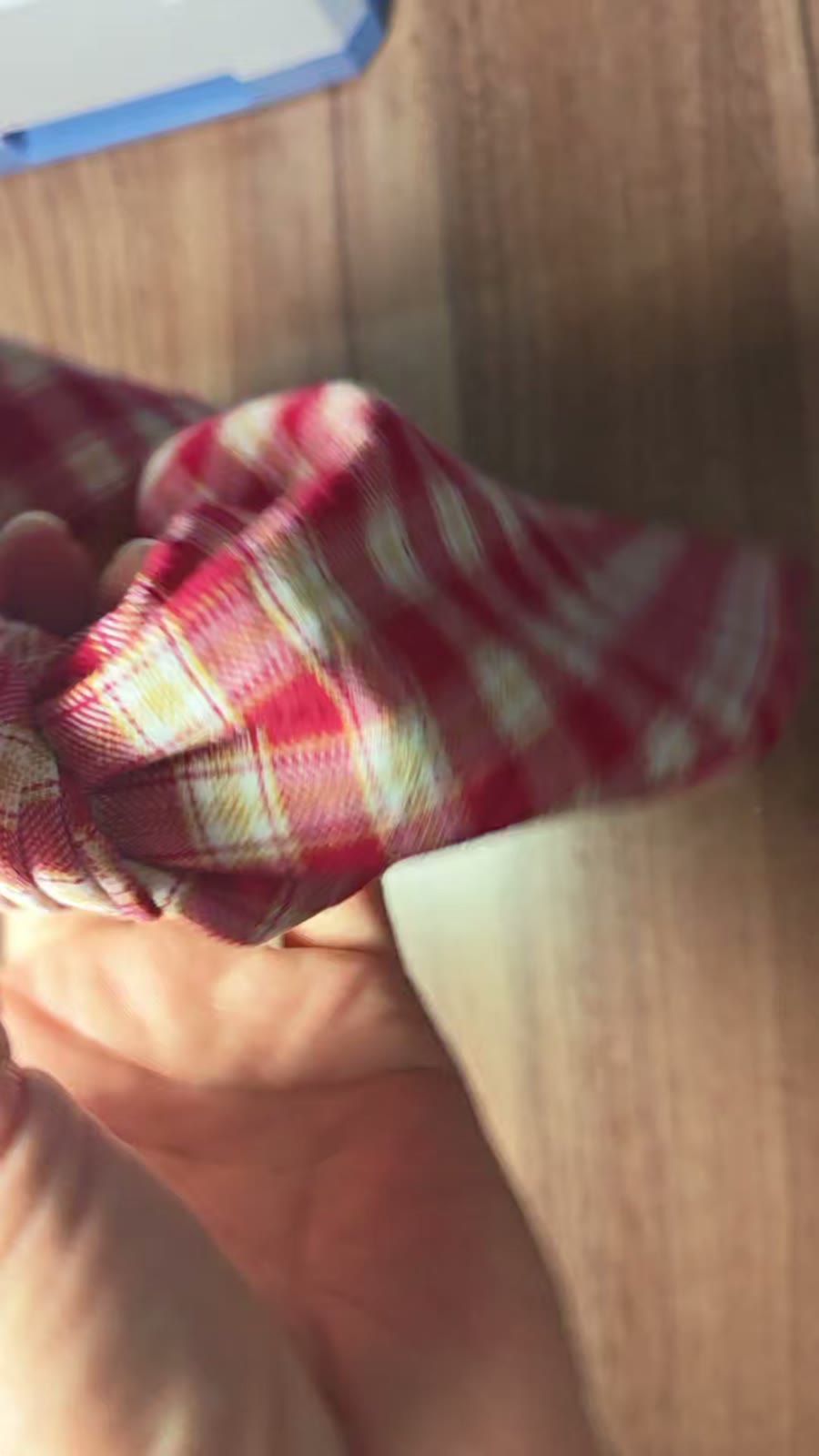 Red Gingham Cotton Knotted Handle Bag