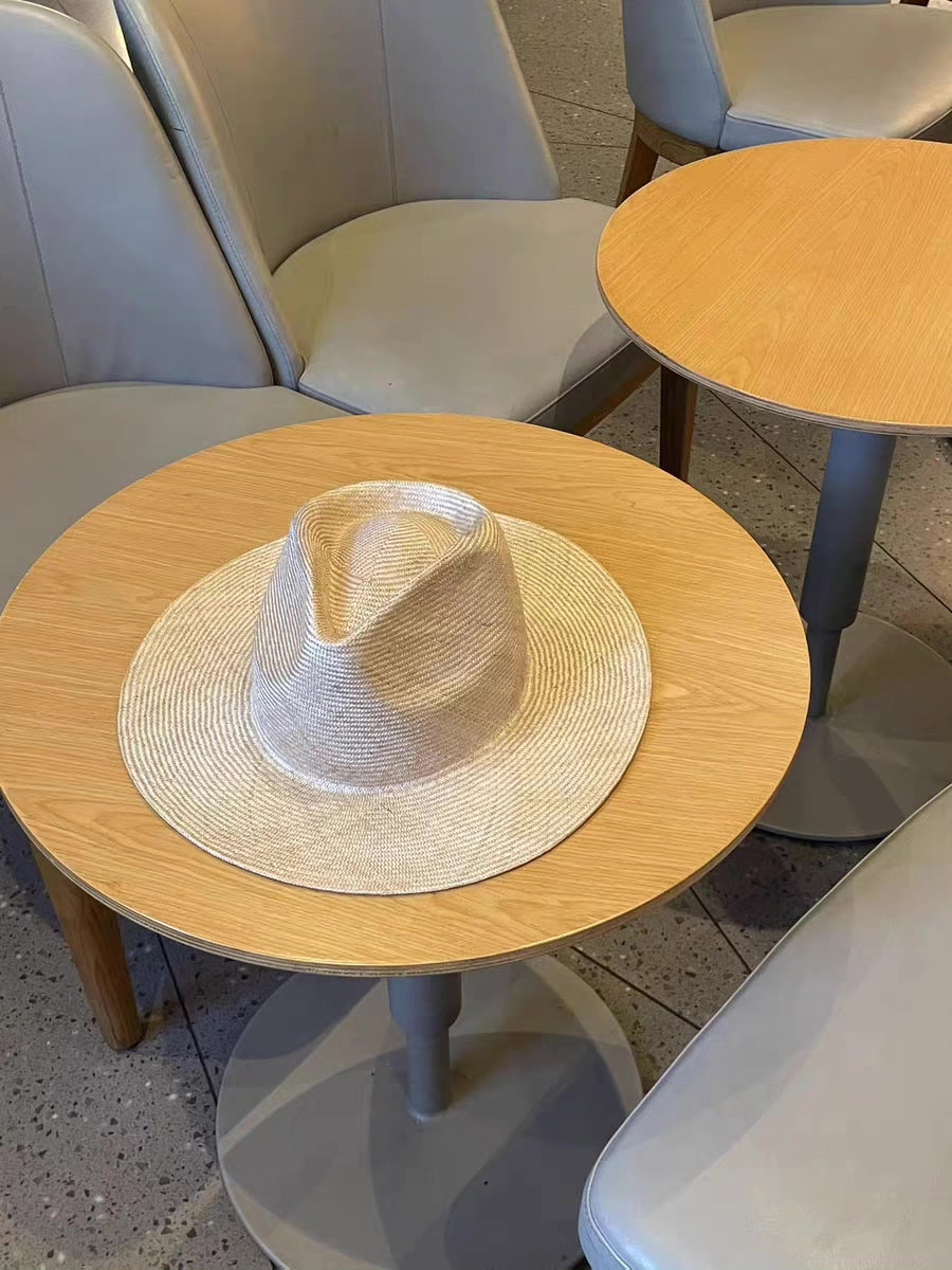Sisal Straw Jazz Hat for Women Sun Protection