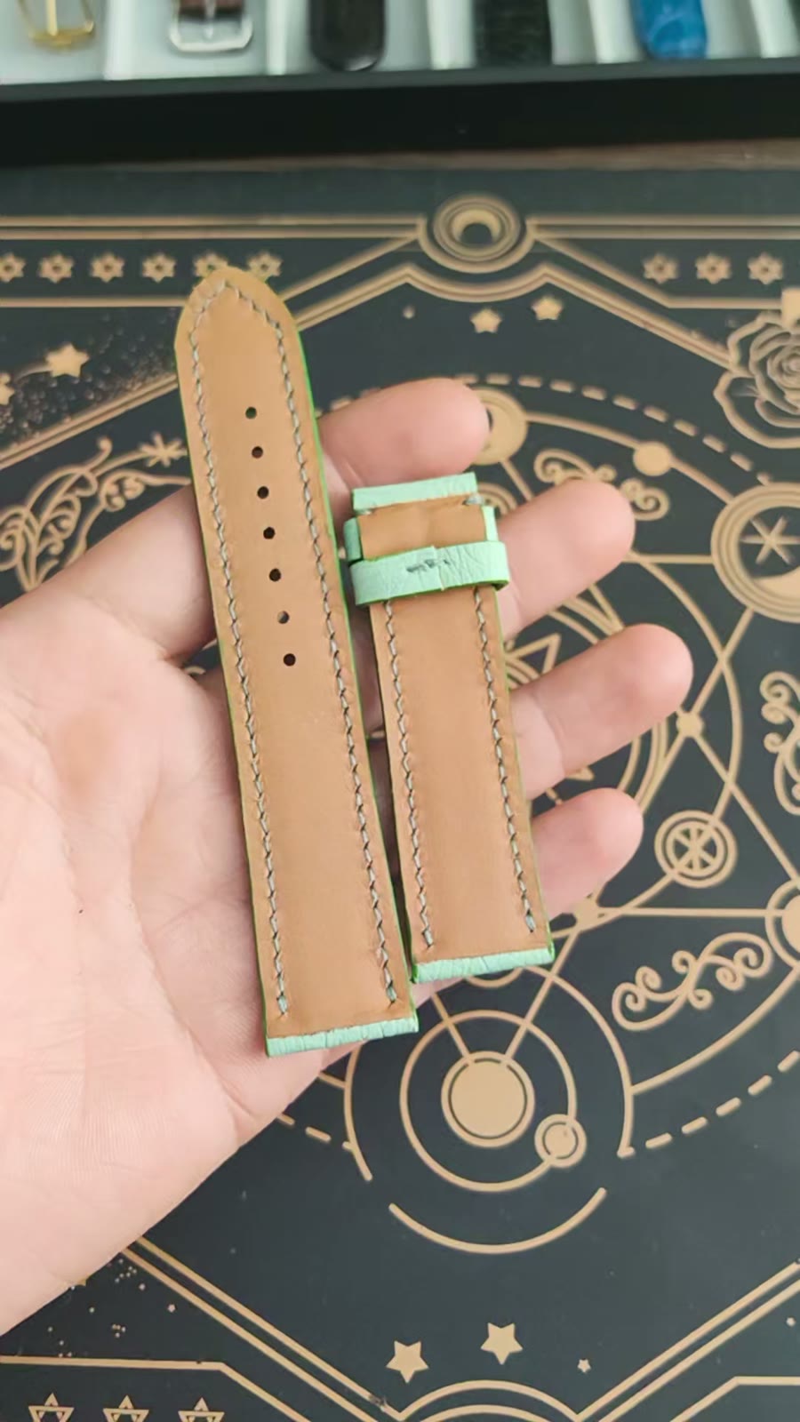 Handmade Ostrich Leather Watch Strap Apple Green