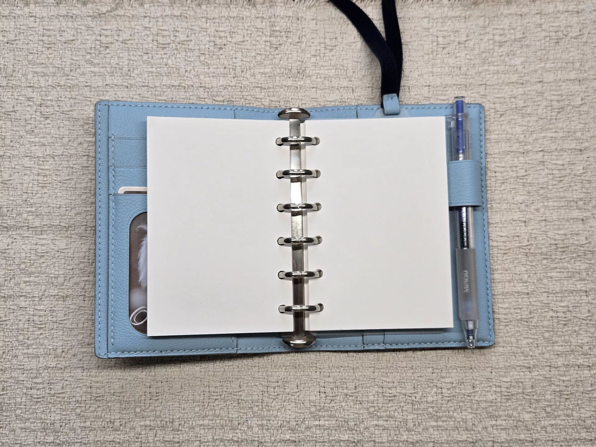 A7 Lederen Vouwklap Plannerhoes Denim Blue