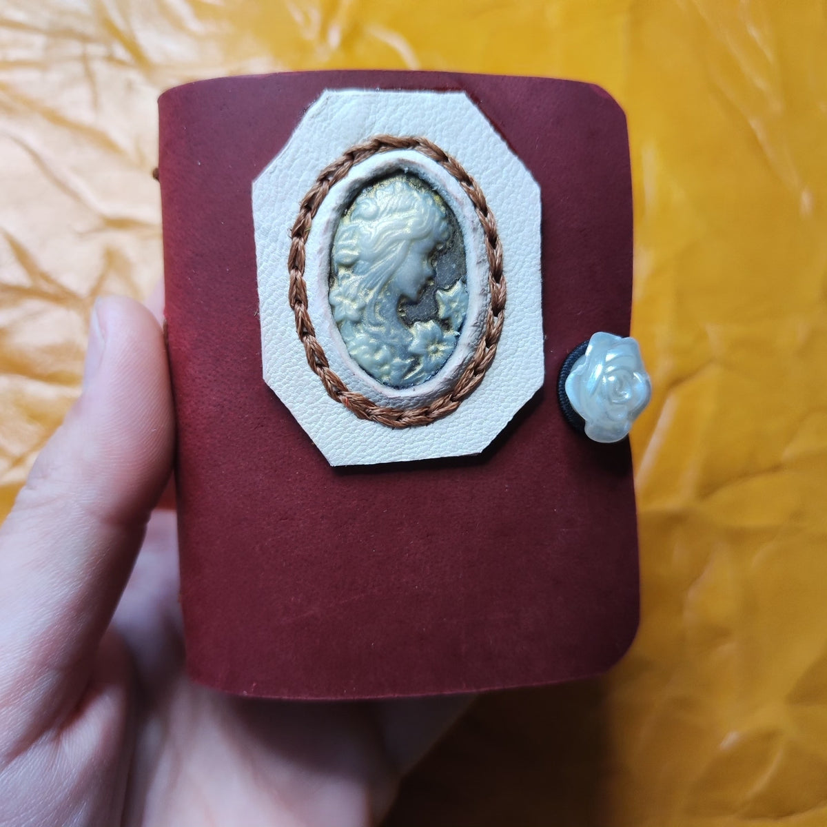 Burgundy Leather Journal with Cameo Closure