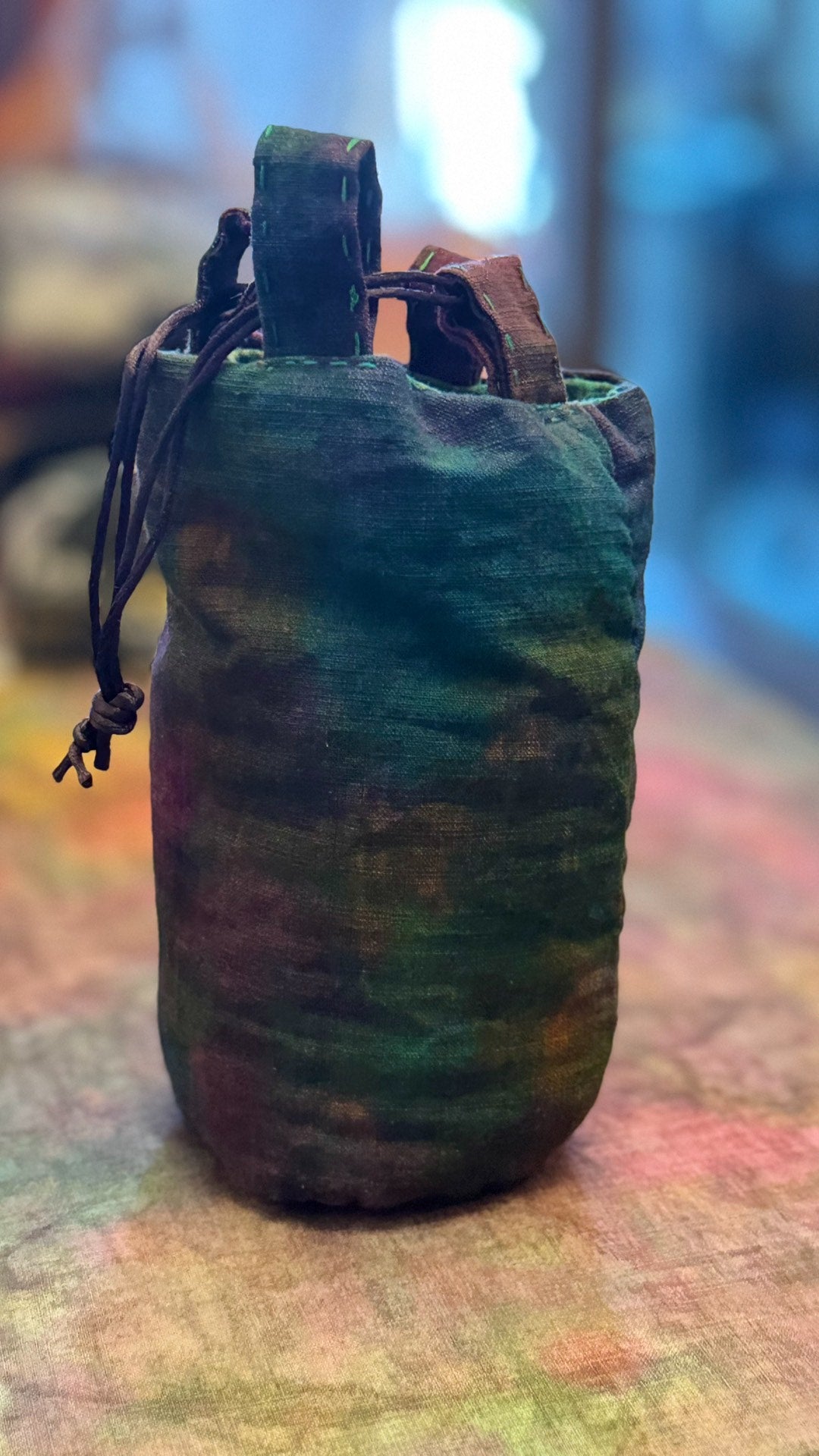 Handwoven Dyed Cylindrical Tea Travel Bag