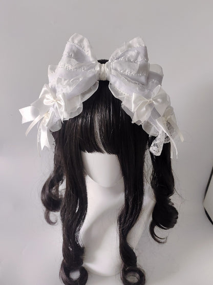 Lolita Pearl Bow Headband with Detachable Veil