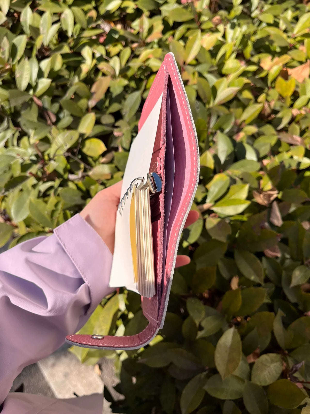 Carnet de cuir à feuilles A8 M5 cuir de vache rose