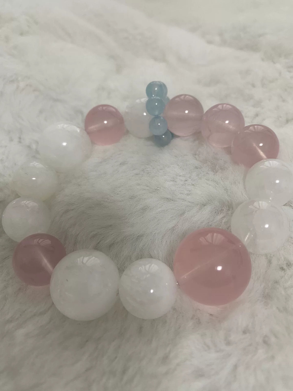 Rosenquarz Weißes Phantom Perlenarmband