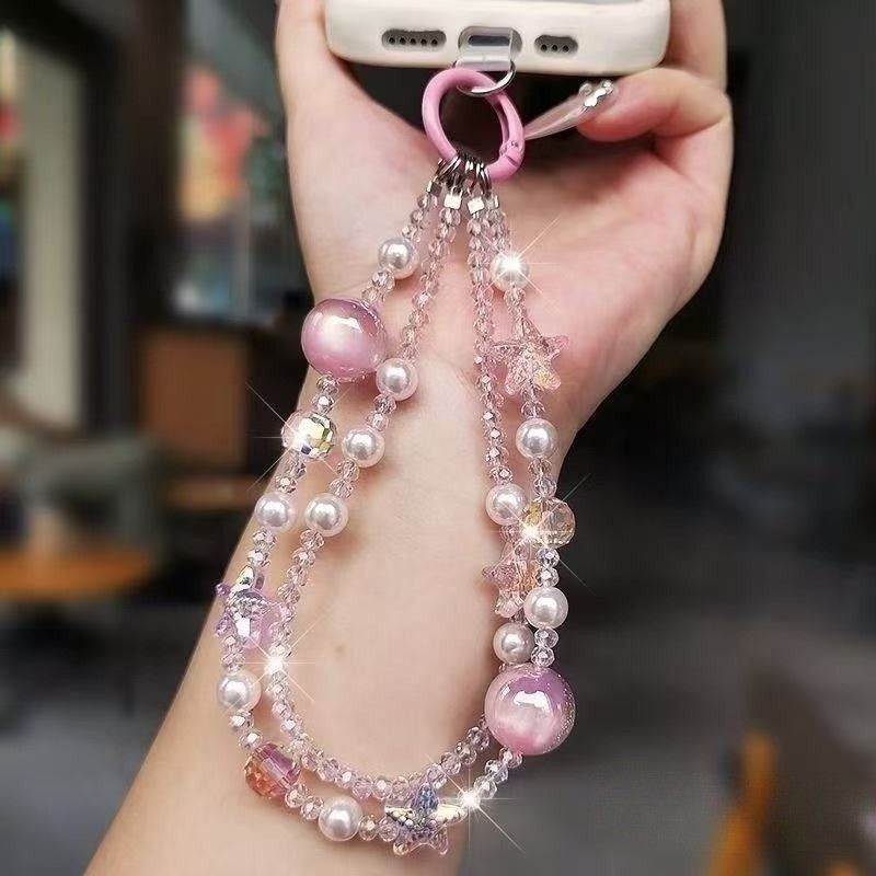 Beaded Phone Charm with Pastel Beads