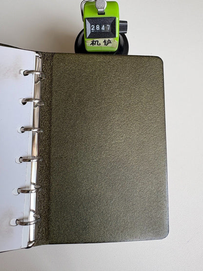 Pueblo Leather 8-Ring Notebook, Olive Green, A7 (126mm x 80mm)