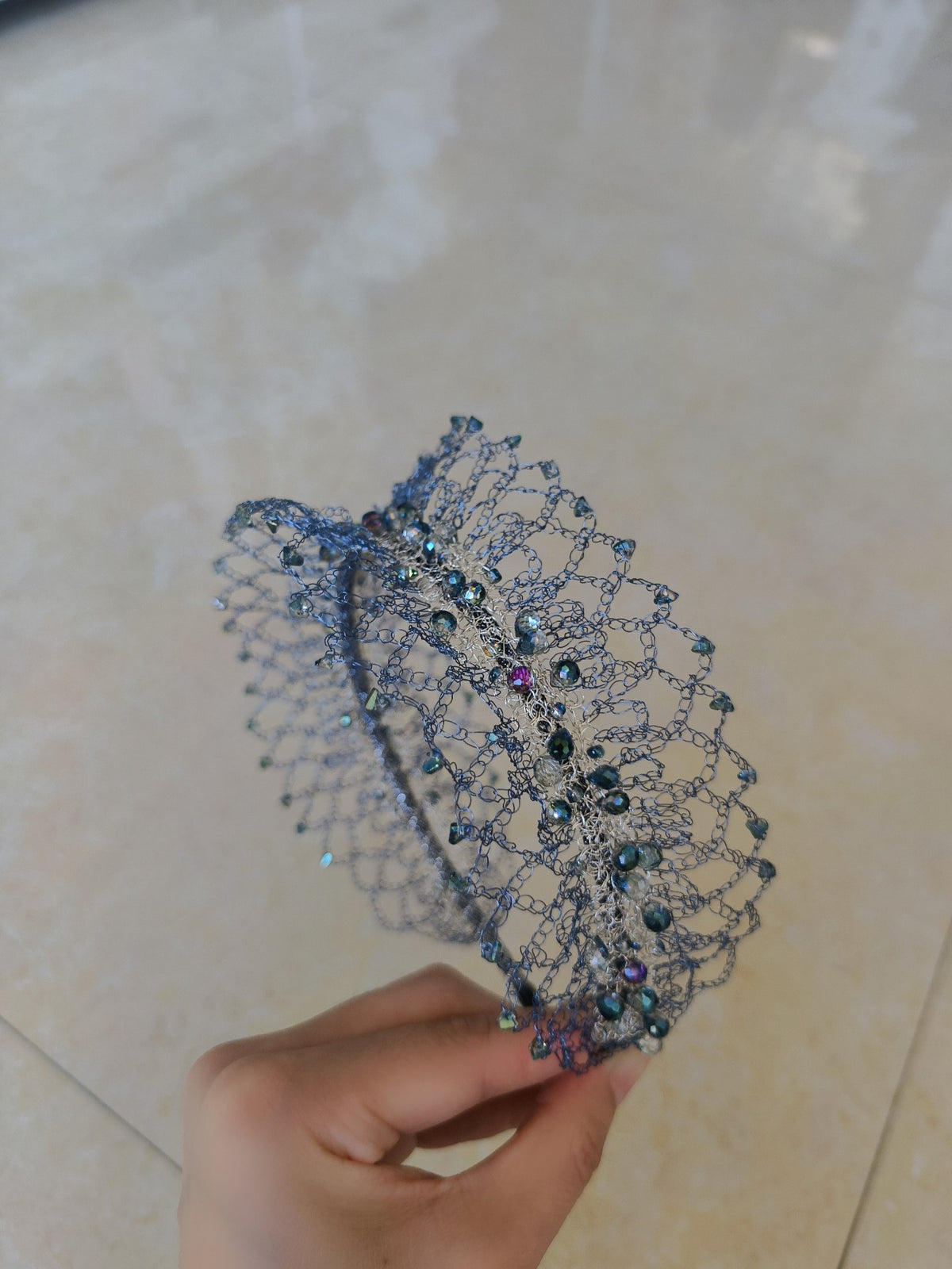 Wire Lace Beaded Hair Headband
