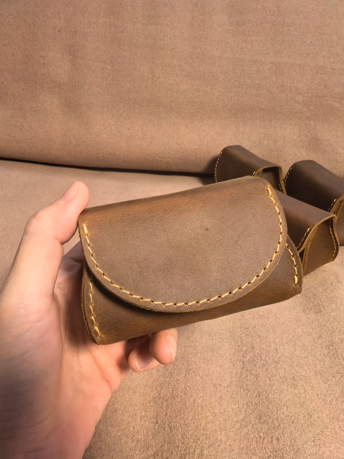 Leder-Etui für Walnüsse aus Vollnarbleder