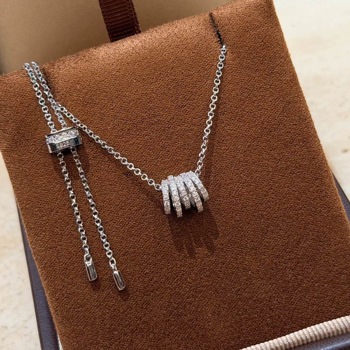 S925 Silver Five Row Pavé Necklace