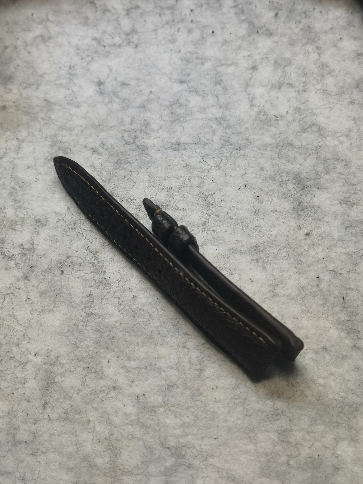 Ostrich Leather Watch Strap Dark Brown