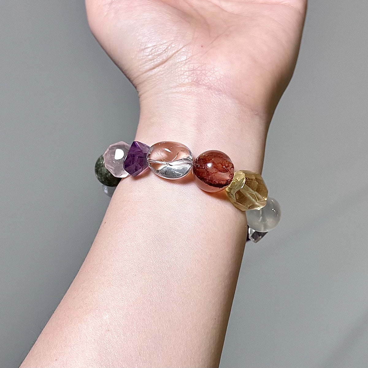 Amethyst Green Phantom Mischkall-Perlenarmband