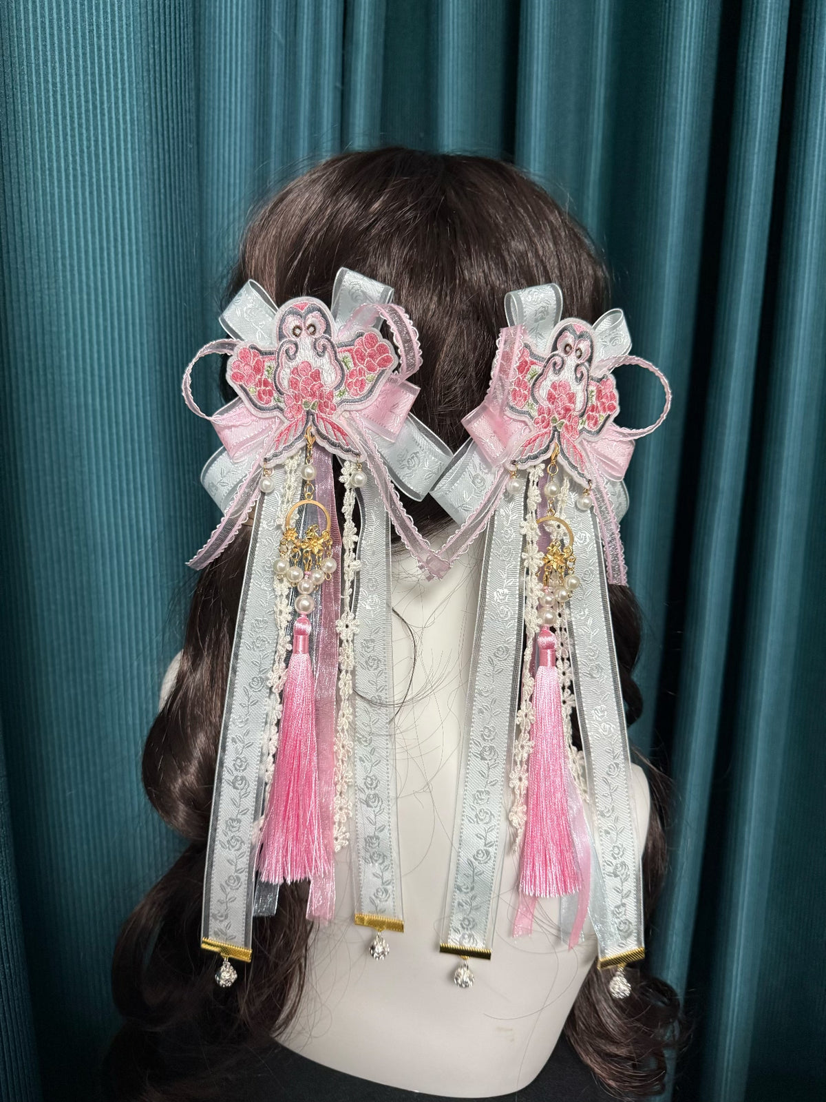 Lolita Embroidered Butterfly Hair Side Clips