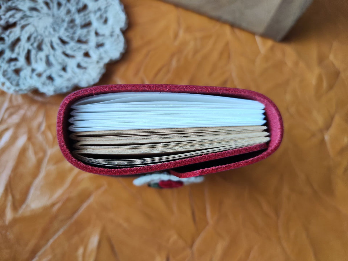 Leather Journal with Crochet Flower