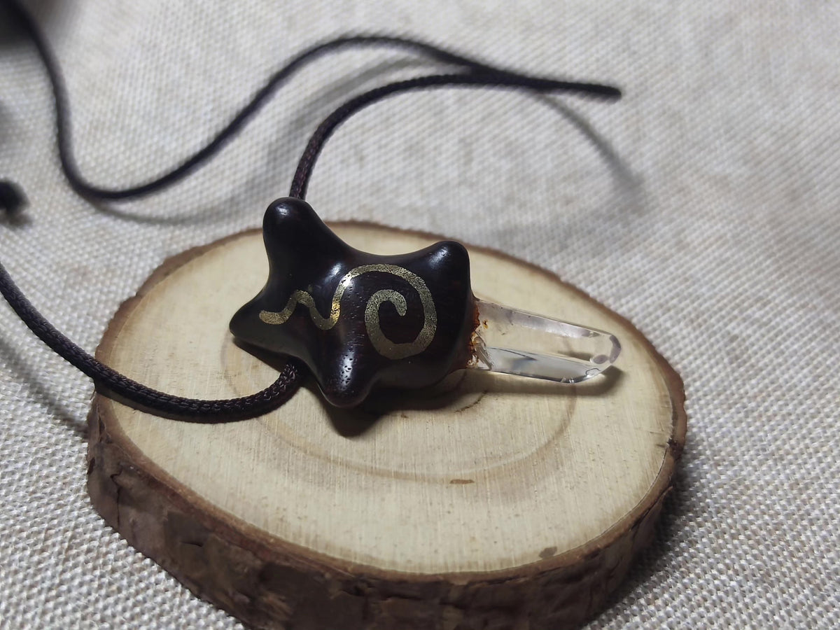 Red Sandalwood White Quartz Pendant Necklace