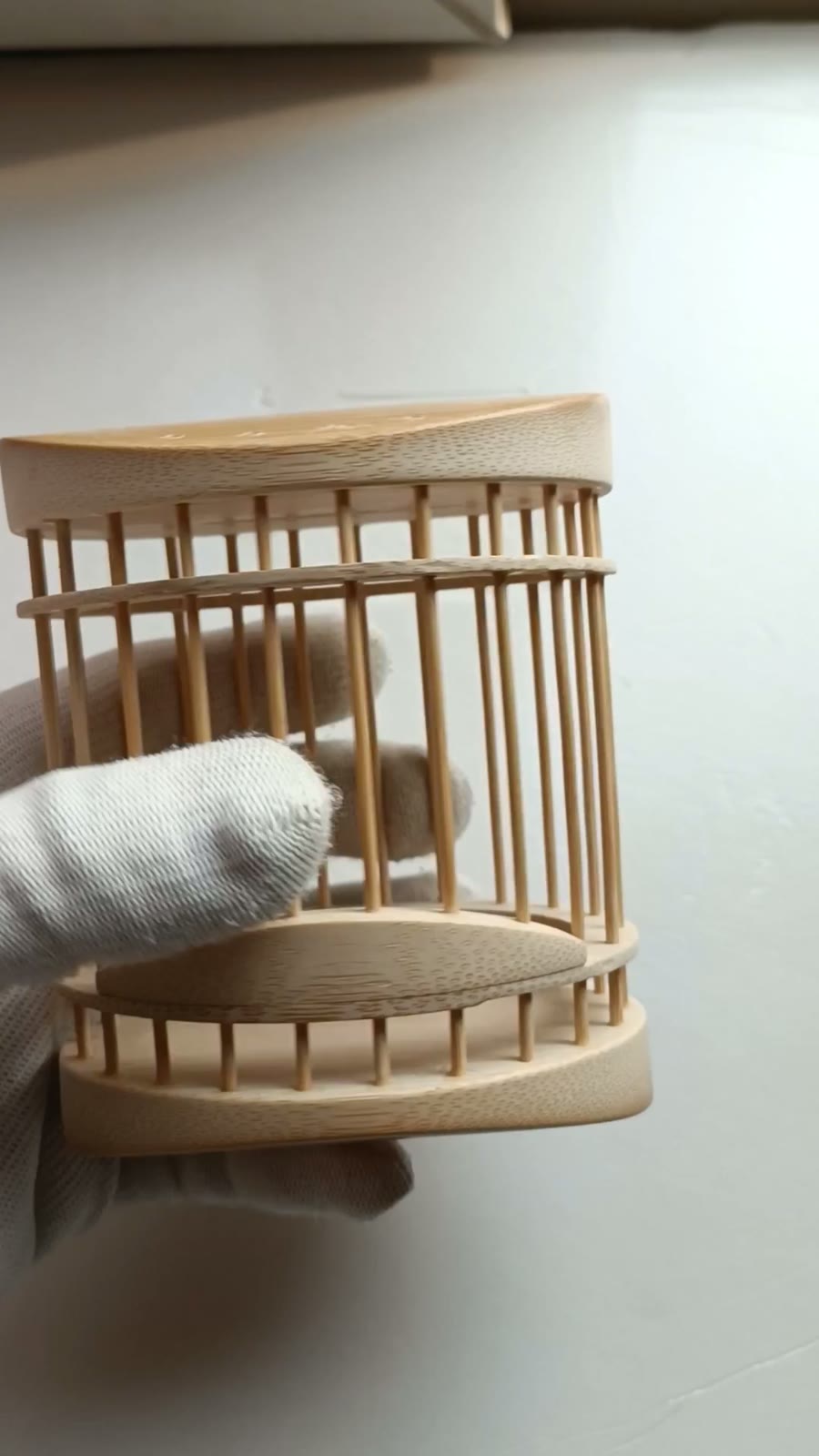 Large Oval Katydid Cage Handcrafted Bamboo