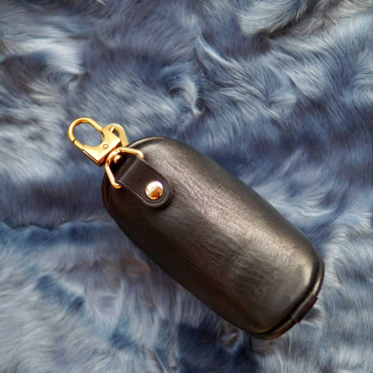 Vegetable Tanned Leather Key Pouch with Brass Zipper