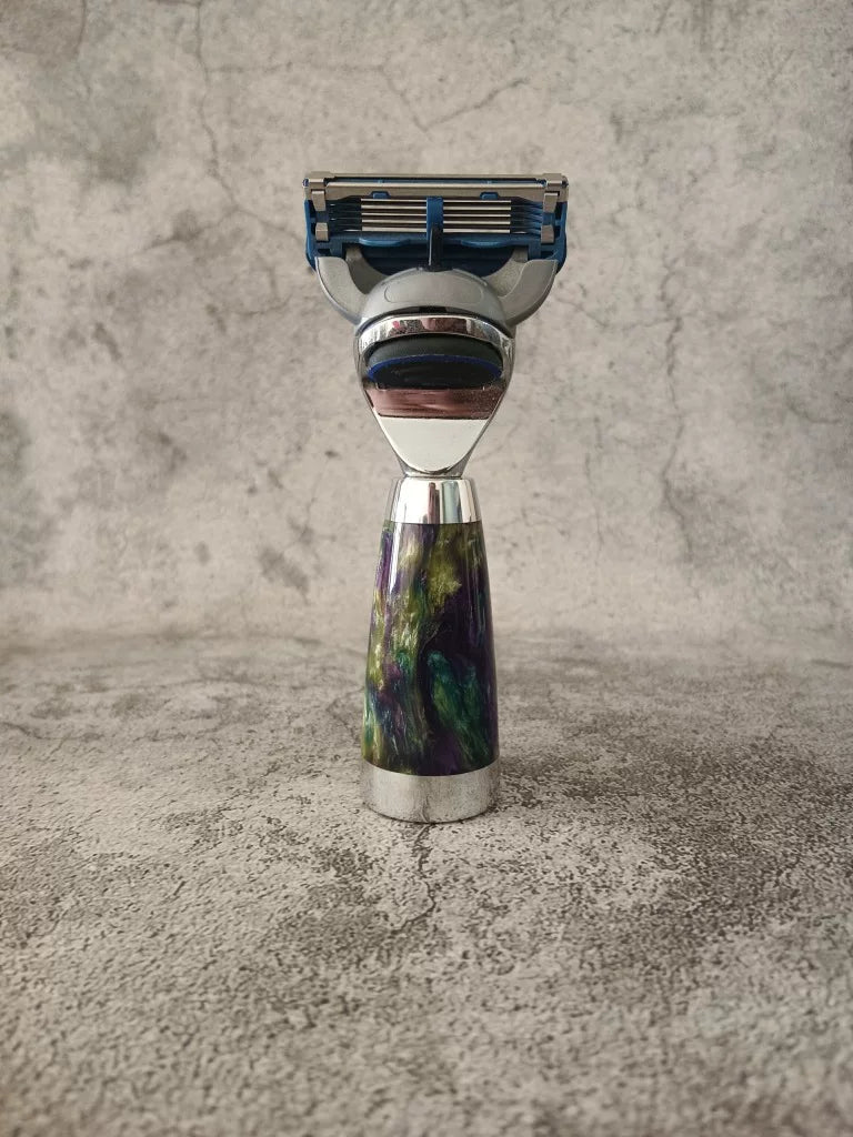 Mini Travel Razor with Marbled Handle