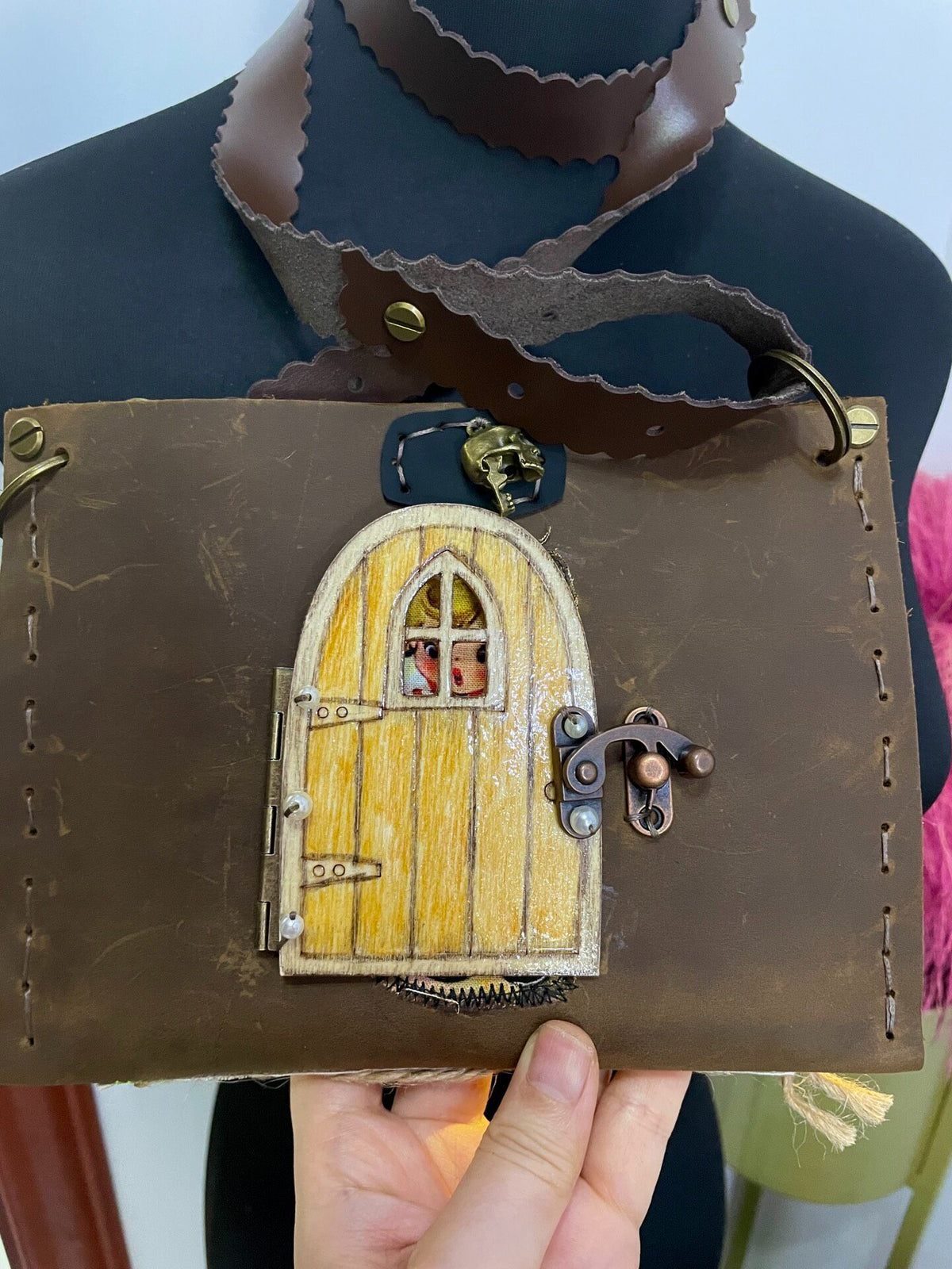 Steampunk Crazy Horse Leather Crossbody Bag