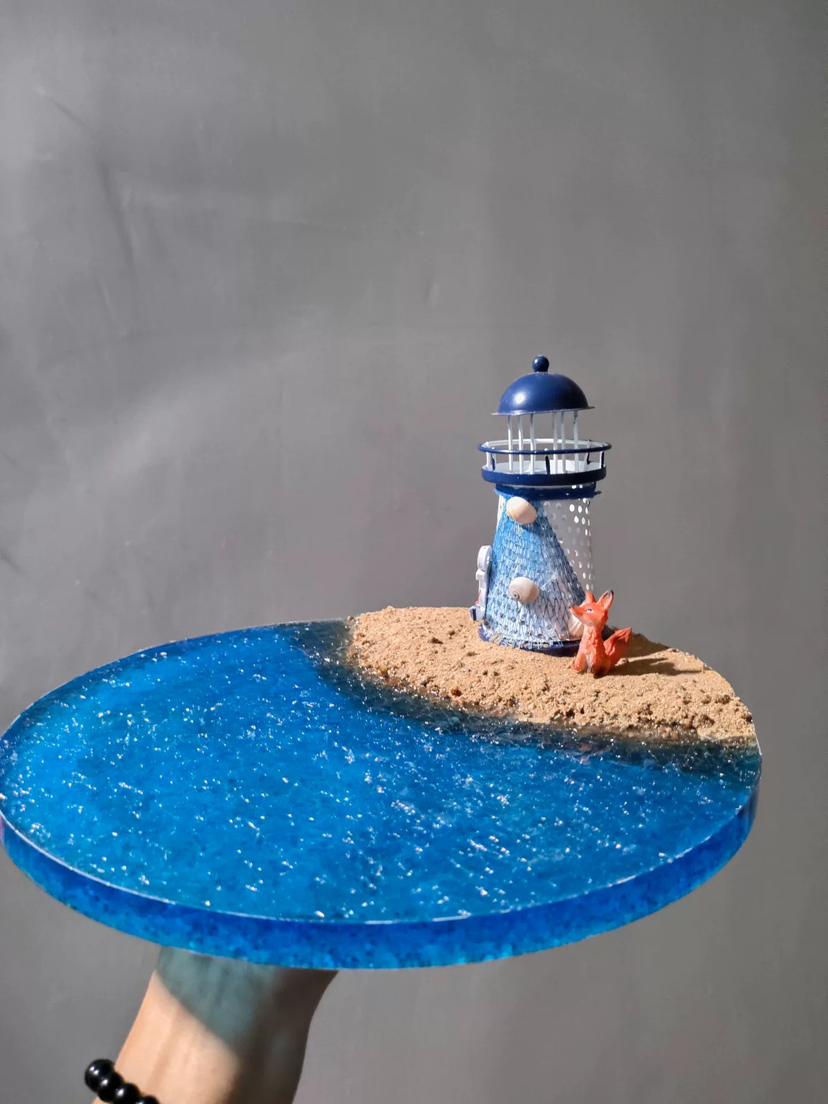 Handmade Fox Lighthouse Ocean Scene 30 cm